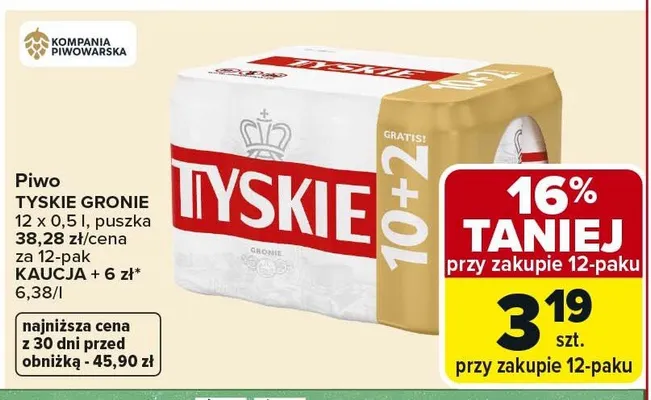 Piwo Gronie Tyskie promocja w Carrefour Market
