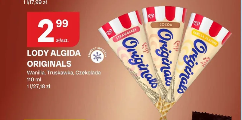 Lody Algida Originals Truskawka promocja w Chorten