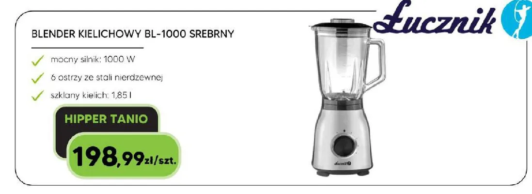Blender kielichowy Łucznik BL-1000 srebrny promocja w HIPPER.pl