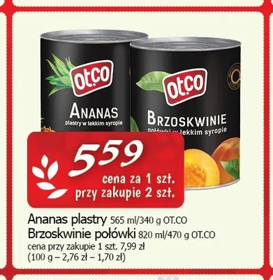 Brzoskwinie połówki OT.CO promocja w CEZAR Delikatesy