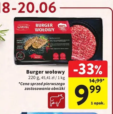 Burger wołowy Warmia promocja w Intermarche