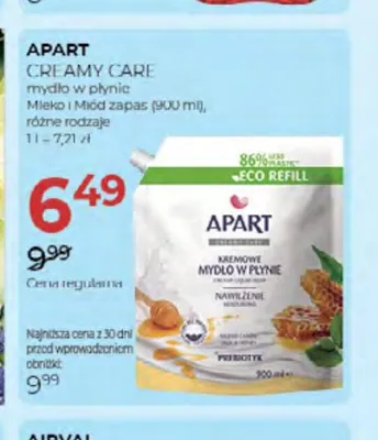 Mydło w płynie Apart Creamy Care Mleko i Miód zapas promocja w Drogerie Jawa