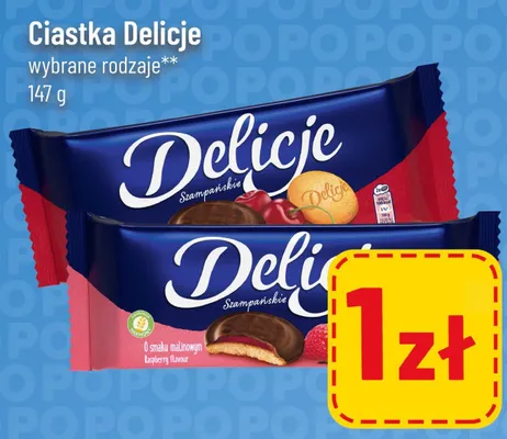 Ciastka Delicje Szampańskie o smaku wiśniowym promocja w POLOmarket