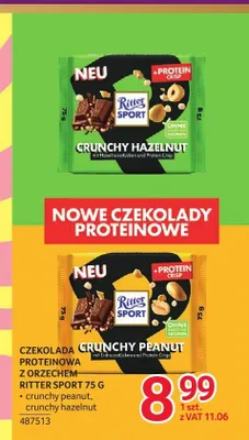 Czekolada proteinowa z orzechem Ritter Sport crunchy peanut promocja w Selgros