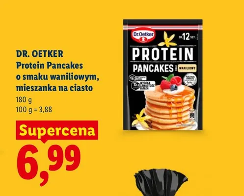 Protein Pancakes o smaku waniliowym mieszanka na ciasto Dr. Oetker promocja w Lidl