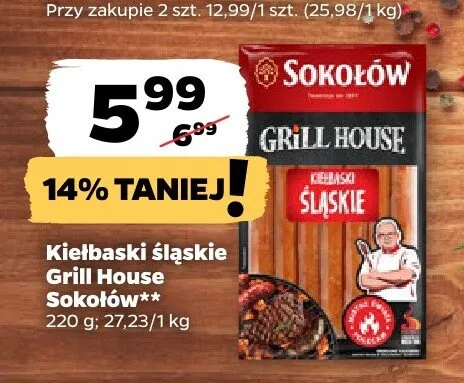 Kiełbaski śląskie Grill House Sokołów promocja w Netto