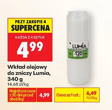 Wkład olejowy do znicza -120 promocja w Biedronka