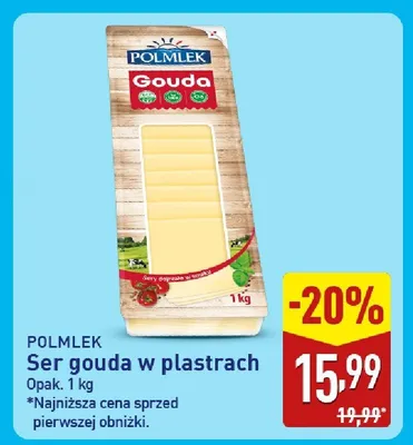 Ser gouda w plastrach Polmlek promocja w Aldi