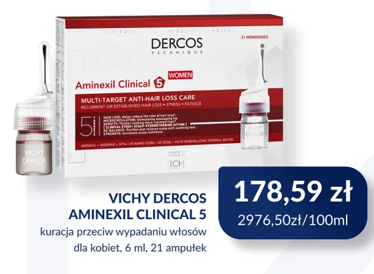 Kuracja przeciw wypadaniu włosów dla kobiet Vichy Dercos Technique Aminexil Clinical 5 promocja w DOZ.PL