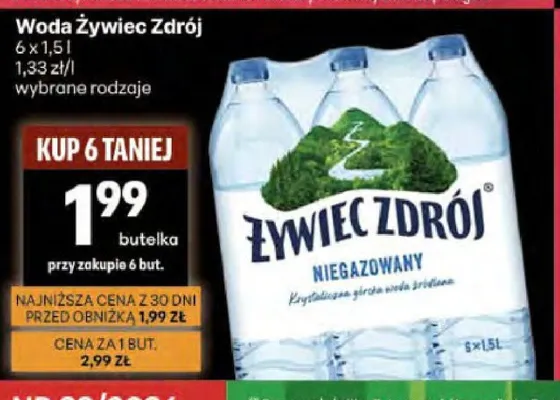 Woda Żywiec Zdrój niegazowana promocja w Delikatesy Centrum