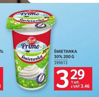 Śmietanka Zott Primo 30% promocja w Selgros