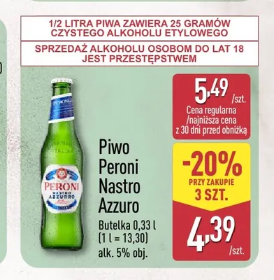 Piwo Peroni Nastro Azzurro promocja w Aldi