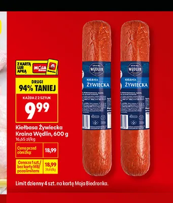 Kiełbasa żywiecka Kraina Wędlin promocja w Biedronka