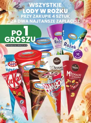 Lody w rożku Wypasione Mlekovita promocja w Dino