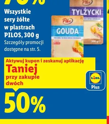 Ser żółty w plastrach Pilos Tylżycki promocja w Lidl