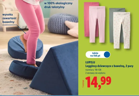 Legginsy dziewczęce z bawełną, 2 pary promocja w Lidl