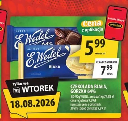 Czekolada biała E.Wedel promocja w Arhelan