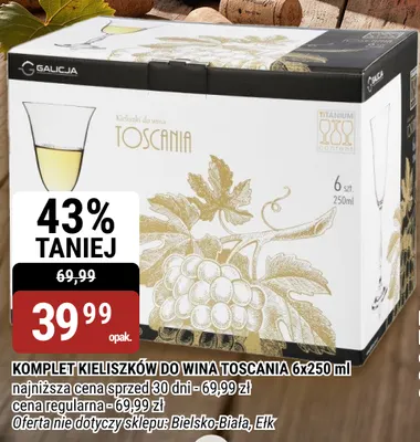 Komplet kieliszków do wina Toscania 6x250 ml Galicja promocja w bi1