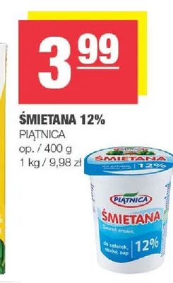Śmietana 12% Piątnica promocja w SPAR