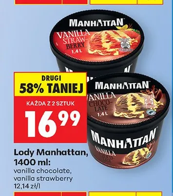 Lody Manhattan vanilla strawberry promocja w Biedronka