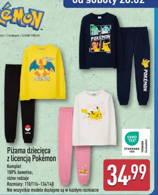 Piżama dziecięca z licencją Pokémon promocja w Aldi