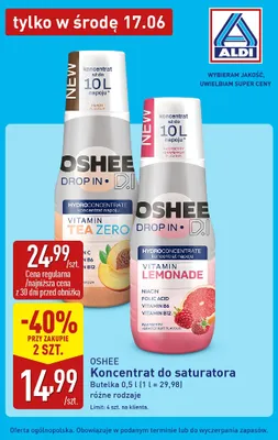 Koncentrat do saturatora OSHEE Drop In Vitamin Lemonade Raspberry-Grapefruit Flavour promocja w Aldi