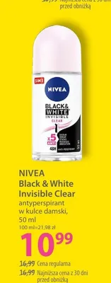 Antyperspirant w kulce damski Nivea Black & White Invisible Clear promocja w Hebe