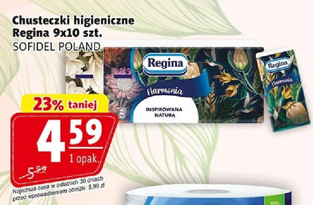 Chusteczki higieniczne Regina 9x10 szt. promocja w Prim Market