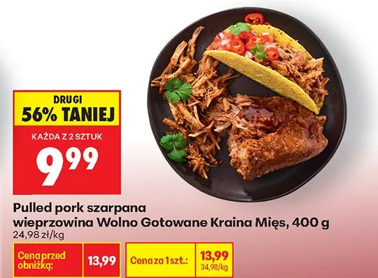 Pulled pork szarpana wieprzowina Wolno Gotowane Kraina Mięs promocja w Biedronka
