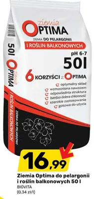Ziemia Optima do pelargonii i roślin balkonowych 50 l promocja w Bricomarche