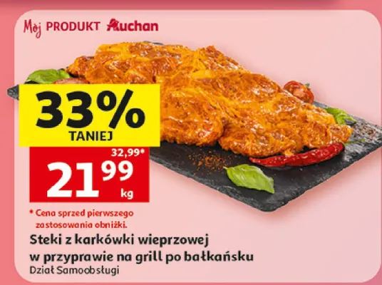 Steki z karkówki wieprzowej w przyprawie na grill po bałkańsku Auchan promocja w Auchan