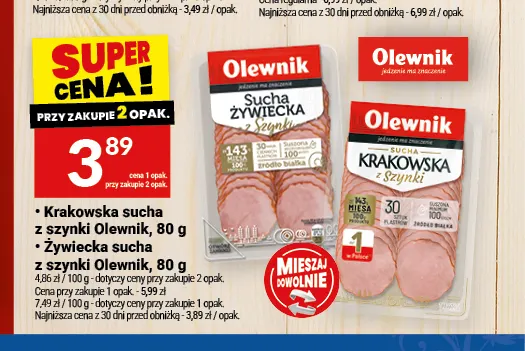 Kiełbasa krakowska sucha z szynki Olewnik promocja w Twój Market