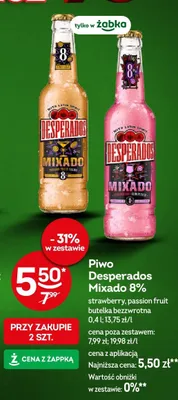 Piwo Desperados Mixado 8% strawberry, passion fruit butelka bezzwrotna promocja w Żabka