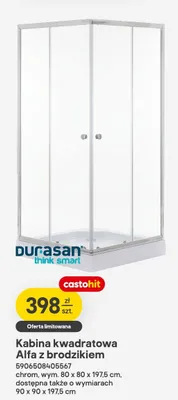 Kabina kwadratowa Alfa z brodzikiem promocja w Castorama