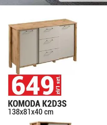 Komoda K2D3S System Indygo dąb wotan/beige 138x81x40cm promocja w Merkury Market