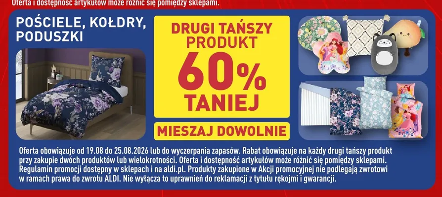 Pościele kołdry poduszki promocja w Aldi