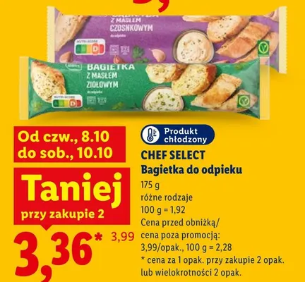 Bagietka do odpieku z masłem czosnkowym Chef Select promocja w Lidl