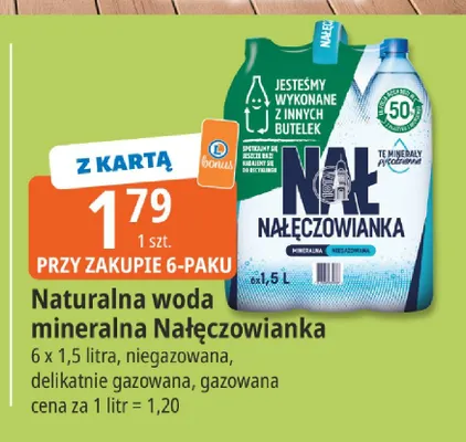 Woda mineralna niegazowana Naturalna woda Nałęczowianka promocja w Leclerc
