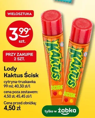 Lody Kaktus Ścisk cytryna-truskawka promocja w Żabka