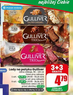 Lody na patyku Gulliver Salted Caramel promocja w Dino