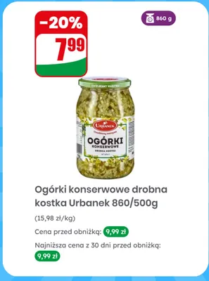 Ogórki konserwowe drobna kostka promocja w Dino