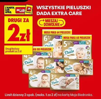 Pieluszki Extra Care mega paka 64 szt. promocja w Biedronka