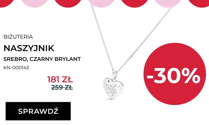 Naszyjnik srebrny Briju czarny brylant promocja w Briju