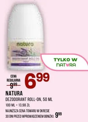 Dezodorant NATURA Dezodorant roll-on, 60 ml promocja w Drogerie Natura