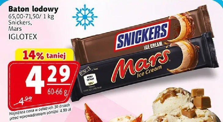 Baton lodowy Snickers Ice Cream Iglotex promocja w Prim Market