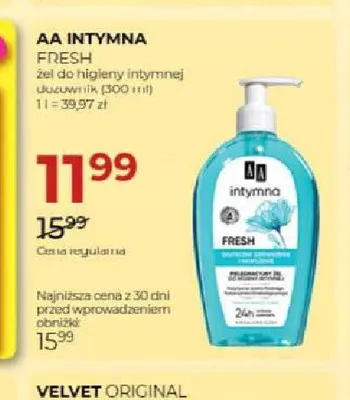 Żel do higieny intymnej AA Intymna Fresh promocja w Drogerie Jawa