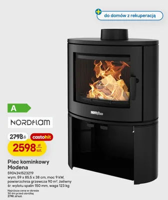 Piec kominkowy Modena Nordflam promocja w Castorama