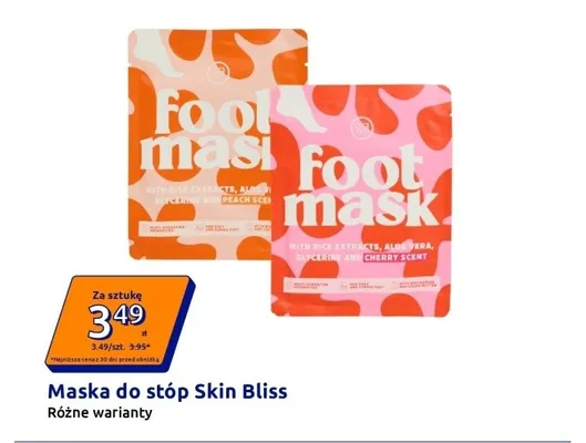 Maska do stóp Skin Bliss cherry scent promocja w Action