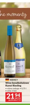Wino bezalkoholowe Kunst Riesling promocja w Makro