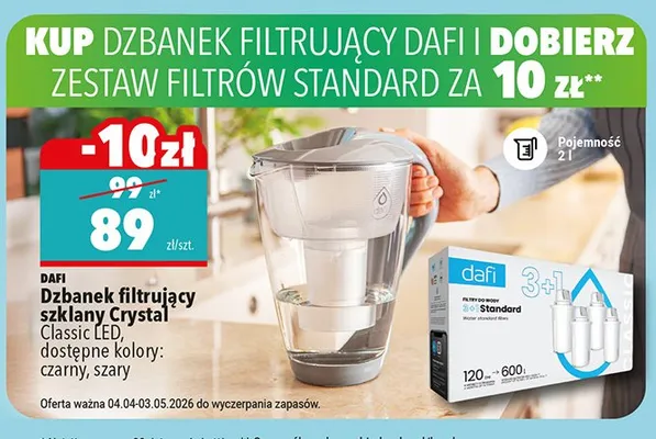 Dzbanek filtrujący szklany Crystal Classic LED promocja w Biedronka